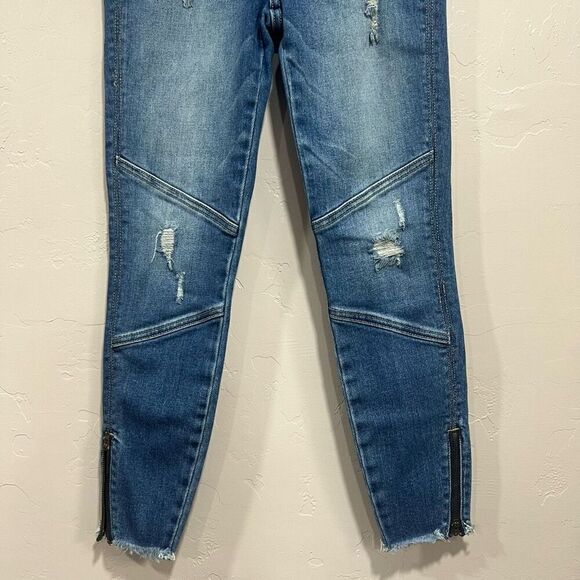 Kancan Jeans Blue denim Distressed Skinny Moto Stretch 1/24 - Picture 2 of 6